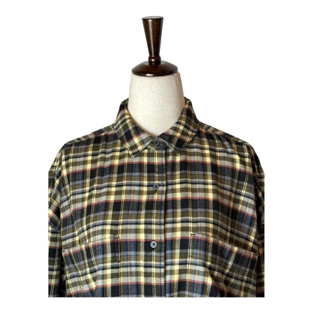 Everlane Brown Multi Plaid Collared Button Down T… - image 4
